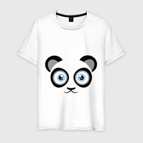 Мужская футболка хлопок с принтом Мордочка панды в Курске, 100% хлопок | прямой крой, круглый вырез горловины, длина до линии бедер, слегка спущенное плечо. | Тематика изображения на принте: панда