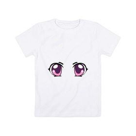 Детская футболка хлопок с принтом Фиолетовые аниме глаза в Курске, 100% хлопок | круглый вырез горловины, полуприлегающий силуэт, длина до линии бедер | anime | взгляд | лицо
