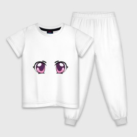 Детская пижама хлопок с принтом Фиолетовые аниме глаза в Курске, 100% хлопок |  брюки и футболка прямого кроя, без карманов, на брюках мягкая резинка на поясе и по низу штанин
 | anime | взгляд | лицо