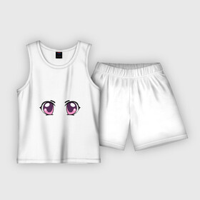 Детская пижама с шортами хлопок с принтом Фиолетовые аниме глаза в Курске,  |  | Тематика изображения на принте: anime | взгляд | лицо