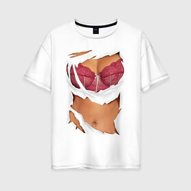 Женская футболка хлопок Oversize с принтом Идеальный бюст в Курске, 100% хлопок | свободный крой, круглый ворот, спущенный рукав, длина до линии бедер
 | грудь | женское тело | подарок бабушке | подарок жене | тело