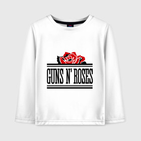 Детский лонгслив хлопок с принтом Guns n roses red в Курске, 100% хлопок | круглый вырез горловины, полуприлегающий силуэт, длина до линии бедер | guns and roses | rock | ганс н роуз | музыка | рок