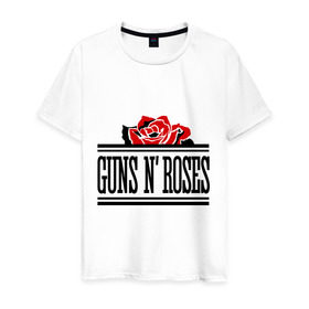 Мужская футболка хлопок с принтом Guns n roses red в Курске, 100% хлопок | прямой крой, круглый вырез горловины, длина до линии бедер, слегка спущенное плечо. | guns and roses | rock | ганс н роуз | музыка | рок