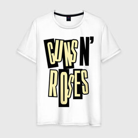 Мужская футболка хлопок с принтом Guns n roses cream в Курске, 100% хлопок | прямой крой, круглый вырез горловины, длина до линии бедер, слегка спущенное плечо. | guns and roses | rock | ганс н роуз | музыка | рок