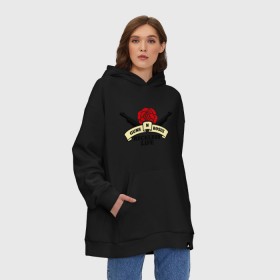 Худи SuperOversize хлопок с принтом GNR reckless life в Курске, 70% хлопок, 30% полиэстер, мягкий начес внутри | карман-кенгуру, эластичная резинка на манжетах и по нижней кромке, двухслойный капюшон
 | guns and roses | guns n roses | rock | ганс н роуз | музыка | рок