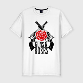 Мужская футболка премиум с принтом Guns n roses rose в Курске, 92% хлопок, 8% лайкра | приталенный силуэт, круглый вырез ворота, длина до линии бедра, короткий рукав | guns and roses | rock | ганс н роуз | музыка | рок