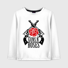Детский лонгслив хлопок с принтом Guns n roses rose в Курске, 100% хлопок | круглый вырез горловины, полуприлегающий силуэт, длина до линии бедер | guns and roses | rock | ганс н роуз | музыка | рок