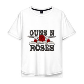 Мужская футболка хлопок Oversize с принтом Guns n roses black в Курске, 100% хлопок | свободный крой, круглый ворот, “спинка” длиннее передней части | guns and roses | rock | ганс н роуз | музыка | рок
