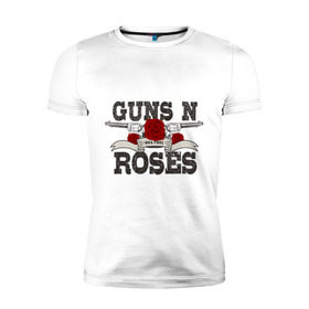 Мужская футболка премиум с принтом Guns n roses black в Курске, 92% хлопок, 8% лайкра | приталенный силуэт, круглый вырез ворота, длина до линии бедра, короткий рукав | guns and roses | rock | ганс н роуз | музыка | рок