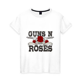 Женская футболка хлопок с принтом Guns n roses black в Курске, 100% хлопок | прямой крой, круглый вырез горловины, длина до линии бедер, слегка спущенное плечо | guns and roses | rock | ганс н роуз | музыка | рок