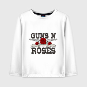 Детский лонгслив хлопок с принтом Guns n roses black в Курске, 100% хлопок | круглый вырез горловины, полуприлегающий силуэт, длина до линии бедер | guns and roses | rock | ганс н роуз | музыка | рок