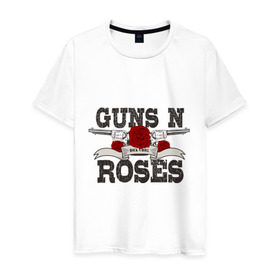 Мужская футболка хлопок с принтом Guns n roses black в Курске, 100% хлопок | прямой крой, круглый вырез горловины, длина до линии бедер, слегка спущенное плечо. | guns and roses | rock | ганс н роуз | музыка | рок