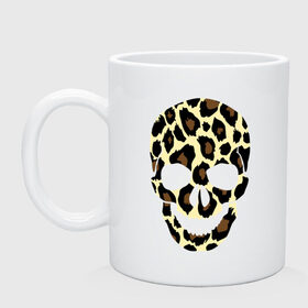 Кружка с принтом Skull leopard в Курске, керамика | объем — 330 мл, диаметр — 80 мм. Принт наносится на бока кружки, можно сделать два разных изображения | leo | skull | леопард | череп
