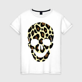 Женская футболка хлопок с принтом Skull leopard в Курске, 100% хлопок | прямой крой, круглый вырез горловины, длина до линии бедер, слегка спущенное плечо | leo | skull | леопард | череп