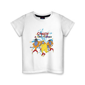 Детская футболка хлопок с принтом Queen A Kind of Magic в Курске, 100% хлопок | круглый вырез горловины, полуприлегающий силуэт, длина до линии бедер | freddie mercury | queen | классический рок | куин | рок группа | фредди меркьюри