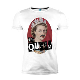Мужская футболка премиум с принтом The Queen в Курске, 92% хлопок, 8% лайкра | приталенный силуэт, круглый вырез ворота, длина до линии бедра, короткий рукав | freddie mercury | queen | классический рок | куин | рок группа | фредди меркьюри