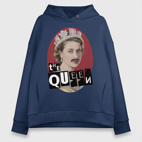 Женское худи Oversize хлопок с принтом The Queen в Курске, френч-терри — 70% хлопок, 30% полиэстер. Мягкий теплый начес внутри —100% хлопок | боковые карманы, эластичные манжеты и нижняя кромка, капюшон на магнитной кнопке | freddie mercury | queen | классический рок | куин | рок группа | фредди меркьюри