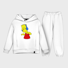 Детский костюм хлопок Oversize с принтом Барт в наушниках в Курске,  |  | bart | bart simpson | simpsons | барт в наушниках | барт симпсон | голова барта | симпсоны | симсоны