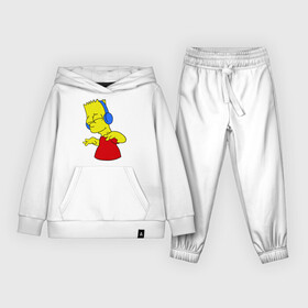 Детский костюм хлопок (с толстовкой) с принтом Барт в наушниках в Курске,  |  | bart | bart simpson | simpsons | барт в наушниках | барт симпсон | голова барта | симпсоны | симсоны