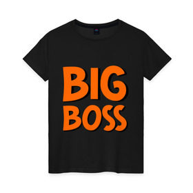 Женская футболка хлопок с принтом Big Boss в Курске, 100% хлопок | прямой крой, круглый вырез горловины, длина до линии бедер, слегка спущенное плечо | big | big boss | boss | большой | большой босс | босс