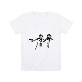 Детская футболка хлопок с принтом Марио и Луиджи (криминальная чтиво) в Курске, 100% хлопок | круглый вырез горловины, полуприлегающий силуэт, длина до линии бедер | Тематика изображения на принте: mario | игры | криминальное чтиво