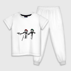 Детская пижама хлопок с принтом Марио и Луиджи (криминальная чтиво) в Курске, 100% хлопок |  брюки и футболка прямого кроя, без карманов, на брюках мягкая резинка на поясе и по низу штанин
 | mario | игры | криминальное чтиво