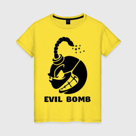 Женская футболка хлопок с принтом Злая бомба (Evil bomb) в Курске, 100% хлопок | прямой крой, круглый вырез горловины, длина до линии бедер, слегка спущенное плечо | злой смайл | смайл