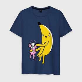 Мужская футболка хлопок с принтом Мстительный банан в Курске, 100% хлопок | прямой крой, круглый вырез горловины, длина до линии бедер, слегка спущенное плечо. | bananes | мартышка | обезьяна | фрукты