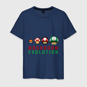 Мужская футболка хлопок с принтом Mario Mushroom Evolution в Курске, 100% хлопок | прямой крой, круглый вырез горловины, длина до линии бедер, слегка спущенное плечо. | nintendo | марио | нинтендо