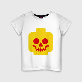 Детская футболка хлопок с принтом Страшная лего-рожица в Курске, 100% хлопок | круглый вырез горловины, полуприлегающий силуэт, длина до линии бедер | Тематика изображения на принте: голова | конструктор | лего | светящиеся