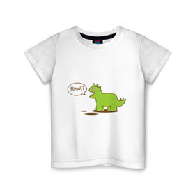 Детская футболка хлопок с принтом Динозаврик в Курске, 100% хлопок | круглый вырез горловины, полуприлегающий силуэт, длина до линии бедер | динозавр