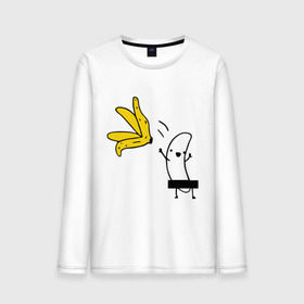 Мужской лонгслив хлопок с принтом Банан стриптизер в Курске, 100% хлопок |  | Тематика изображения на принте: кожура | одежда | прикольная картинка | раздеваться | фрукт | юмор