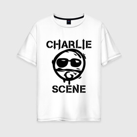 Женская футболка хлопок Oversize с принтом Charlie Scene (HU) в Курске, 100% хлопок | свободный крой, круглый ворот, спущенный рукав, длина до линии бедер
 | charlie | charlie scene | scene | панк | рок | чарли шин