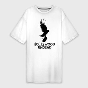 Платье-футболка хлопок с принтом Hollywood Undead в Курске,  |  | hollywood undead | undead | птица с гранатой | рок реп группа hollywood undead