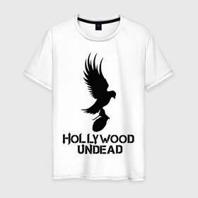 Мужская футболка хлопок с принтом Hollywood Undead в Курске, 100% хлопок | прямой крой, круглый вырез горловины, длина до линии бедер, слегка спущенное плечо. | hollywood undead | undead | птица с гранатой | рок реп группа hollywood undead