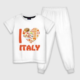 Детская пижама хлопок с принтом Я люблю Италию в Курске, 100% хлопок |  брюки и футболка прямого кроя, без карманов, на брюках мягкая резинка на поясе и по низу штанин
 | башня пейзанская | италия | колизей | пицца | я люблю италию