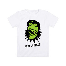 Детская футболка хлопок с принтом Viva la Frog в Курске, 100% хлопок | круглый вырез горловины, полуприлегающий силуэт, длина до линии бедер | frog | viva la frog | viva лягушка | лягушка | лягушка чегевара