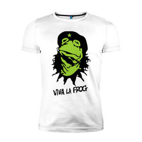Мужская футболка премиум с принтом Viva la Frog в Курске, 92% хлопок, 8% лайкра | приталенный силуэт, круглый вырез ворота, длина до линии бедра, короткий рукав | frog | viva la frog | viva лягушка | лягушка | лягушка чегевара