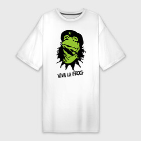 Платье-футболка хлопок с принтом Viva la Frog в Курске,  |  | frog | viva la frog | viva лягушка | лягушка | лягушка чегевара