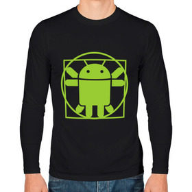 Мужской лонгслив хлопок с принтом Андроид давинчи в Курске, 100% хлопок |  | android | андроид давинчи | давинчи