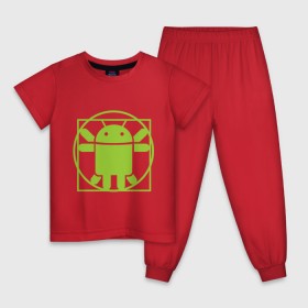 Детская пижама хлопок с принтом Андроид давинчи в Курске, 100% хлопок |  брюки и футболка прямого кроя, без карманов, на брюках мягкая резинка на поясе и по низу штанин
 | android | андроид давинчи | давинчи