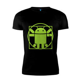 Мужская футболка премиум с принтом Андроид давинчи в Курске, 92% хлопок, 8% лайкра | приталенный силуэт, круглый вырез ворота, длина до линии бедра, короткий рукав | android | андроид давинчи | давинчи
