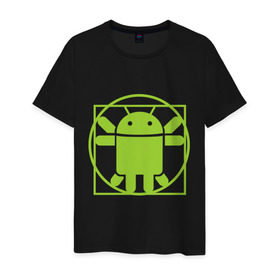 Мужская футболка хлопок с принтом Андроид давинчи в Курске, 100% хлопок | прямой крой, круглый вырез горловины, длина до линии бедер, слегка спущенное плечо. | android | андроид давинчи | давинчи