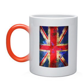 Кружка хамелеон с принтом Флаг Британии в цветах в Курске, керамика | меняет цвет при нагревании, емкость 330 мл | англия | британский флаг | великобритания | флаг великобритании