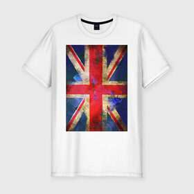 Мужская футболка премиум с принтом Флаг Британии в цветах в Курске, 92% хлопок, 8% лайкра | приталенный силуэт, круглый вырез ворота, длина до линии бедра, короткий рукав | англия | британский флаг | великобритания | флаг великобритании