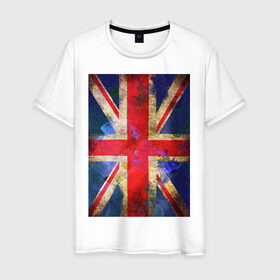 Мужская футболка хлопок с принтом Флаг Британии в цветах в Курске, 100% хлопок | прямой крой, круглый вырез горловины, длина до линии бедер, слегка спущенное плечо. | англия | британский флаг | великобритания | флаг великобритании