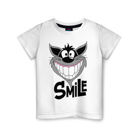 Детская футболка хлопок с принтом Улыбка Smile в Курске, 100% хлопок | круглый вырез горловины, полуприлегающий силуэт, длина до линии бедер | smile | волк | смайл | смайлик | улыбка