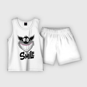 Детская пижама с шортами хлопок с принтом Улыбка Smile в Курске,  |  | Тематика изображения на принте: smile | волк | смайл | смайлик | улыбка