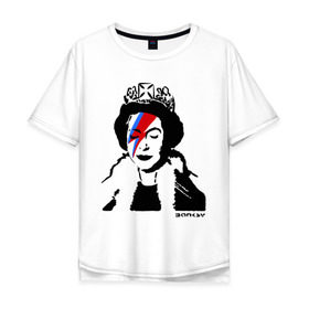 Мужская футболка хлопок Oversize с принтом Елизавета вторая в Курске, 100% хлопок | свободный крой, круглый ворот, “спинка” длиннее передней части | banksy | английская королева | англия | бенкси | бэнкси | великобритания | графити | граффити | королева | стрит арт | стритарт