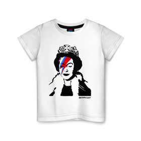 Детская футболка хлопок с принтом Елизавета вторая в Курске, 100% хлопок | круглый вырез горловины, полуприлегающий силуэт, длина до линии бедер | banksy | английская королева | англия | бенкси | бэнкси | великобритания | графити | граффити | королева | стрит арт | стритарт